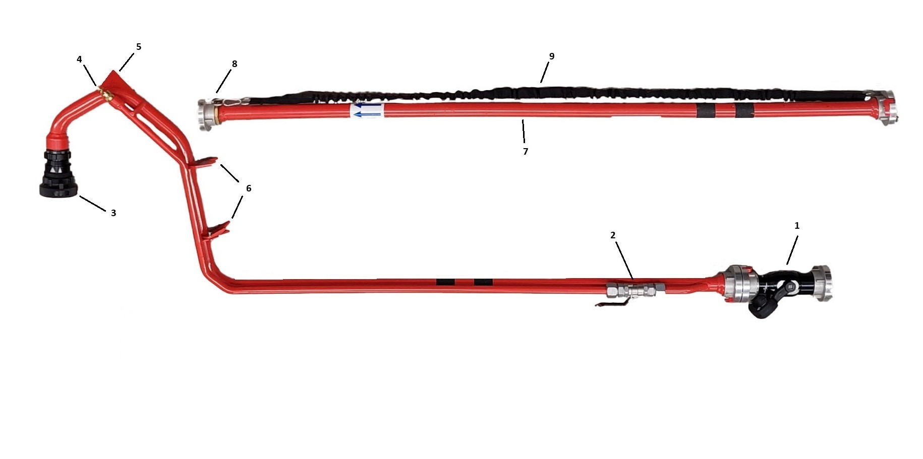 Kuva tuotteesta, jossa tuotteen eri osat on numeroitu.
